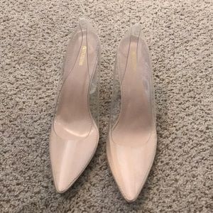 Clear pointed toe heel